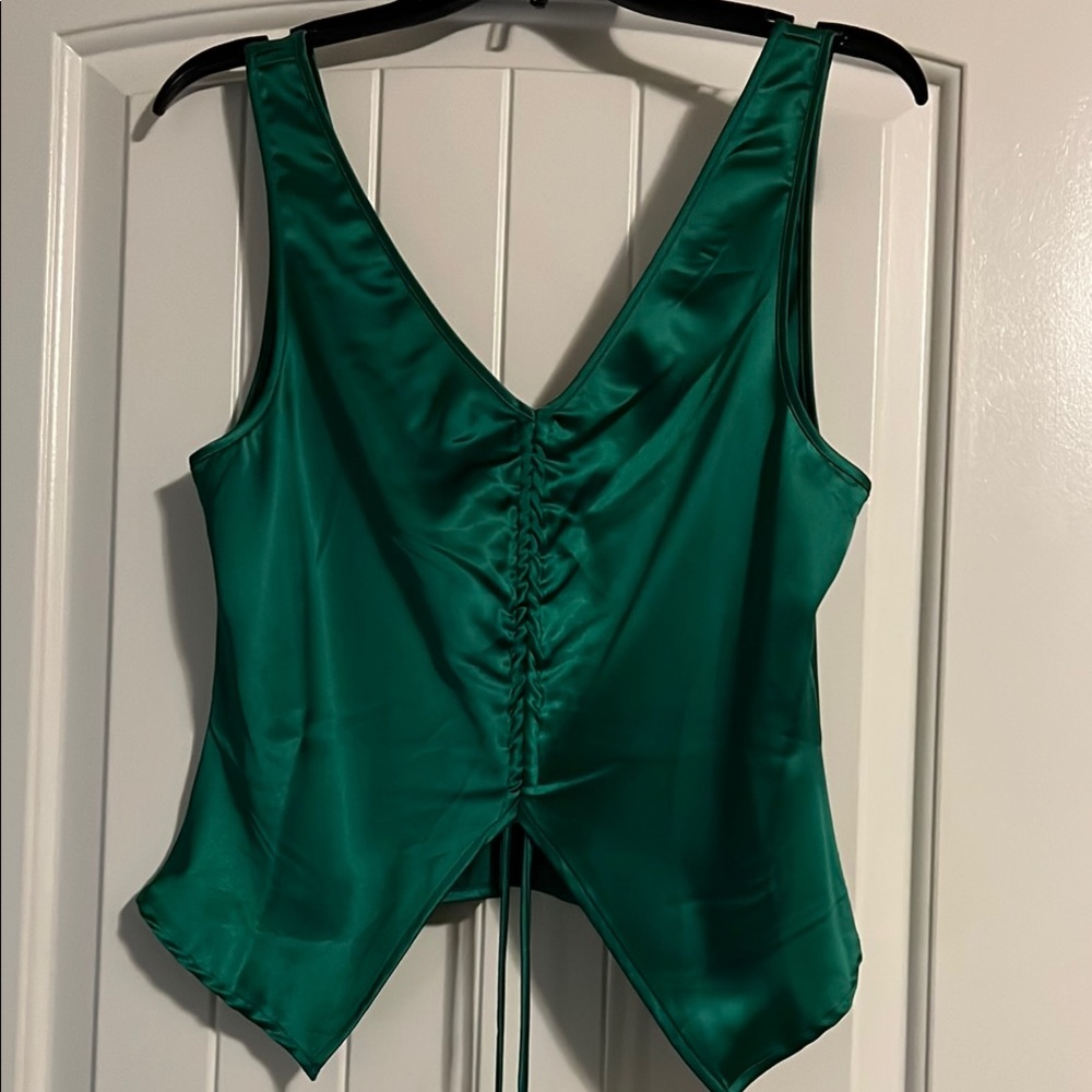 Emerald Green Satin Crop Top